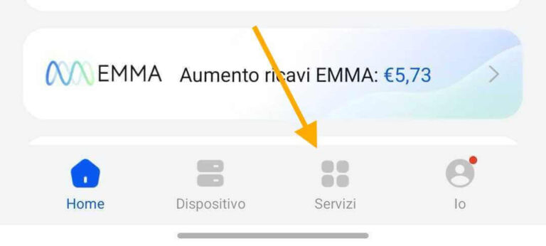Clicca sul tasto "servizi", il terzo in basso a partire da sinistra