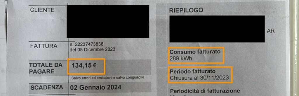 Bolletta ridotta a 134€ con un fotovoltaico a rate