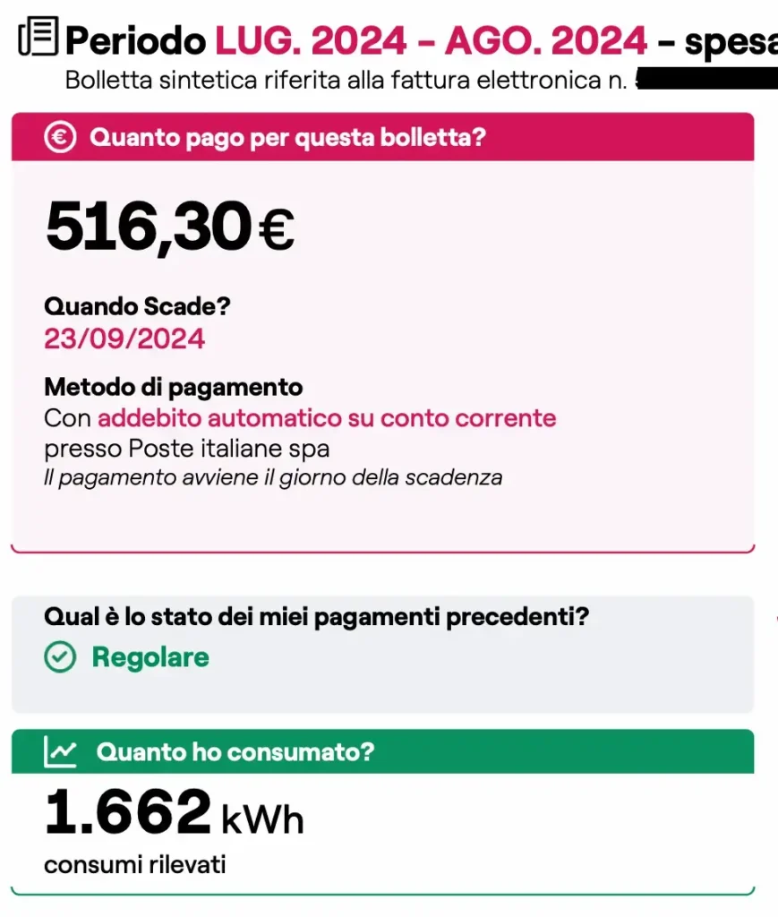 bolletta prima del fotovoltaico